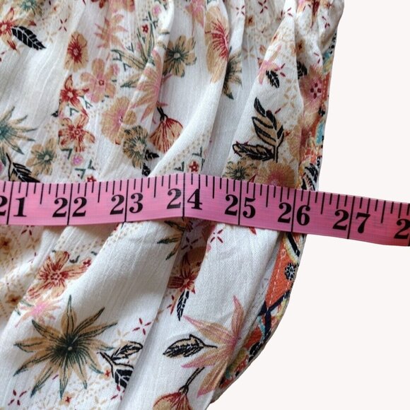 ee some Top Large Floral Elastic Waist Deep V Tie Neck - Picture 5 of 13